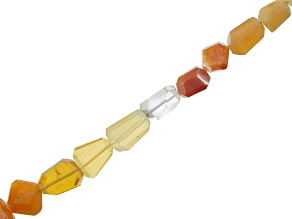 Fire Opal Appx 7x8mm-7x10mm Faceted Tumble Shape Bead Strand Appx 16"
