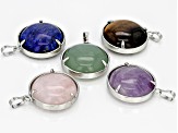 Tree Of Life Gemstone Pendant Set/5 in Silver Tone With Assorted Stones