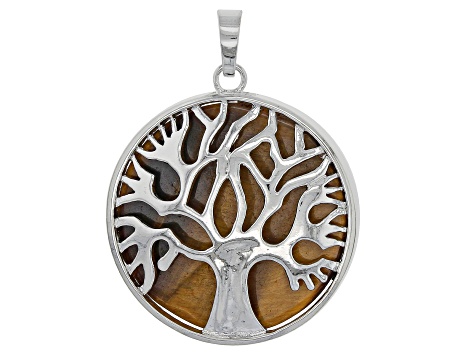 Tree Of Life Gemstone Pendant Set/5 in Silver Tone With Assorted Stones