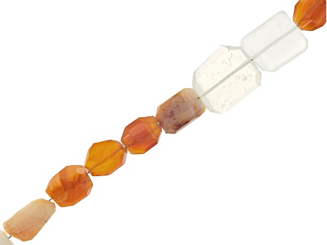 Carnelian & Opal graduated fancy faceted nugget shape beads appx 15x10mm-20x15mm appx 8" length