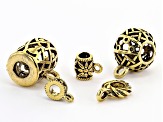 Bail Component Set Large Hole in 5 Styles in Antiqued Gold Tone appx 72 pieces total