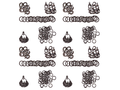 Finding Assortment in Antique Silver Tone in plastic storage case Set of 4 appx 448 pieces total