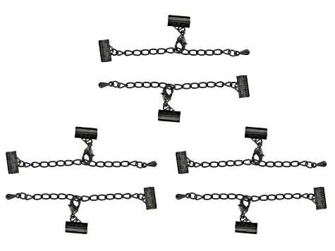 Chain extender clasp in hematite color includes 6 sets