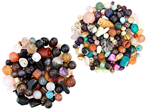 100 Large Colorful Beads in 6 colors and Shapes - Big Plastic Kids