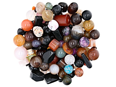 1lb Multi-Stone Mixed Bead Parcel and 1lb of Makers Big Bead Stash in  Assorted Shapes and Sizes - JLWKIT5330