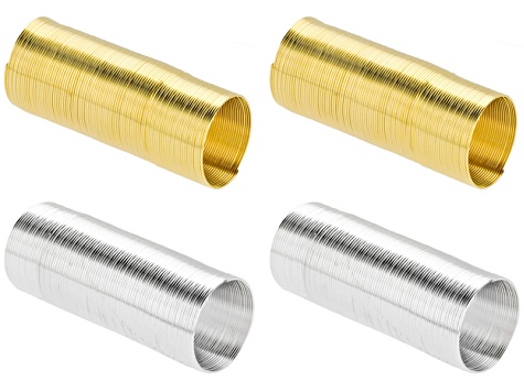 Silver Tone and Gold Tone Round Memory Wire Ring Kit of 4