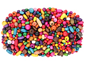 Mystery Bag of Multicolor Assorted Wooden Beads 1/2 Lb