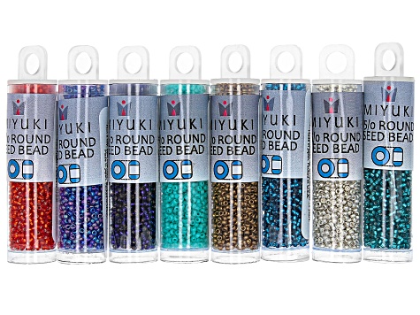 15/0 Glass Seed Bead Kit in 8 Assorted Colors