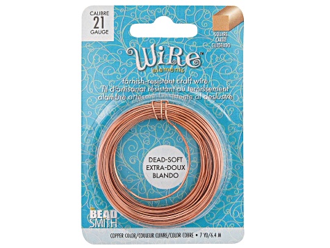 Wire Tarnish Resistance Soft Temper 21G Square Natural Copper appx 7yd Spool