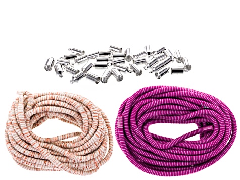 Climbing Rope 5mm Fiber Wrapped Cord Purple And Beige 10 Meters Total With Silver Tone End Caps