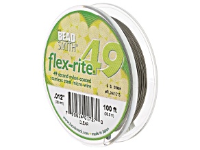 Flex-Rite 49 Strand Stainless Steel Clear Nylon Coated Beading Wire 0.012" Approximately 100 Feet