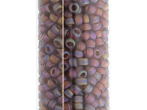11/0 Glass Seed Beads in Matte Transparent Light Brown Ab Appx 23.5 Gram Tube