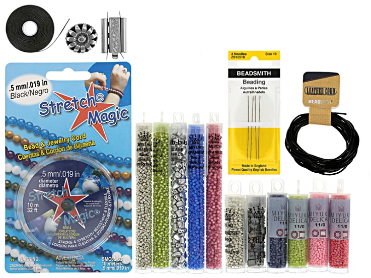 Bracelet Making Kit in Heart Flowers - Makes Wrap, Clasp, And Stretch Style  - JMBKIT402A