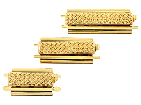Bead Slide Clasps in Gold Tone - A Fine Ending For Stitched Beadwork 3 Piece Set