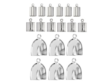 Picture of End Cap Kit in Silver Tone incl 18 Pieces in 3 Assorted Styles & Sizes
