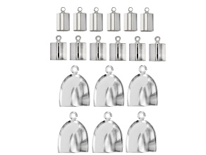 End Cap Kit in Silver Tone incl 18 Pieces in 3 Assorted Styles & Sizes