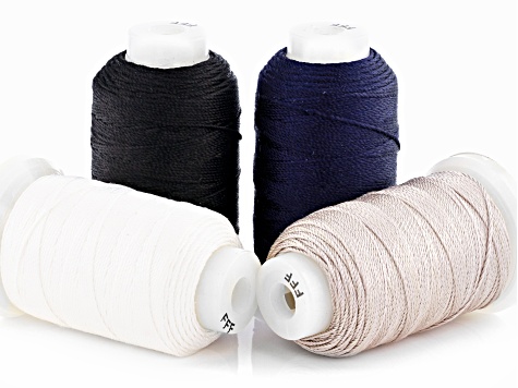 Silk Beading Cord Set of 4 Size FFF .50oz Spool in White, Black, Gray, &  Navy 92YD each - JMBKIT574