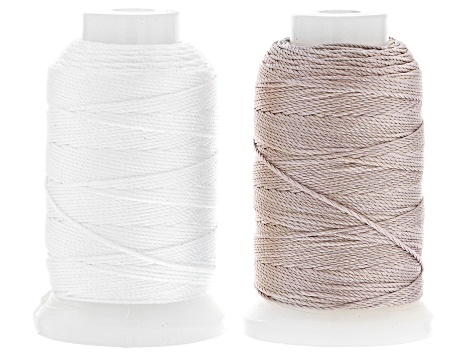 Silk Beading Cord Set of 4 Size FFF .50oz Spool in White, Black, Gray, & Navy 92YD each