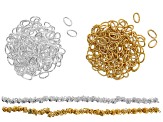 Magnetic Clasp Appx 6mm Set of 72 and Appx 4x6mm Oval Jump Rings Appx 288 in Silver Tone & Gold Tone