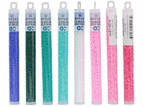 11/0 Glass Miyuki Round Seed Beads in Pink and Teal Colorway 8 Tubes Appx 23-24 Grams Each