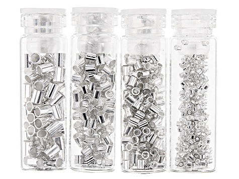 Crimp Tube Bead Kit in Appx 0.8mm, 1.3mm, 1.5mm, and 2mm in 4 Tones Appx 2,400 Pieces Total