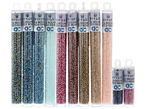 Miyuki Round Seed Bead in Beach Front Colorway Set of 11 in 11/0 & 15/0 Sizes & Assorted Colors