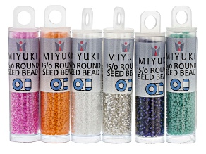 15/0 Glass Miyuki Round Seed Bead Set of 6 in Assorted Colors appx 8.2 GM each