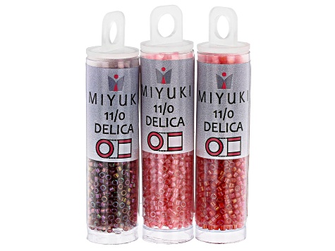 Burnt Umber Colorway 3 Miyuki Delica Seed Bead Tubes, 6 Bead Strands & 4 Metal Slide Tubes Kit