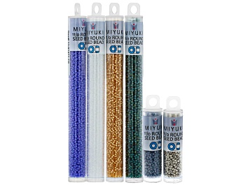 Picture of 11/0 Glass Miyuki Round Seed Bead Set of 6 in Assorted Colors