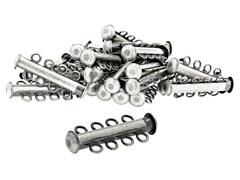 4-Strand Magnetic Clasp Set of Appx 24 Pieces in Antiqued Silver Tone Appx 26mm