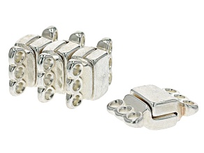 3-Strand Magnetic Clasp Set of 4 in Silver Tone Appx 14x8mm