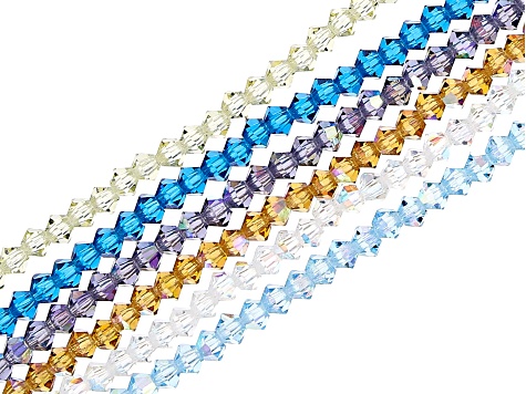 Preciosa® Crystal Faceted Bicone Bead Strand Set of 6 in Assorted Colors appx 252 Beads Total