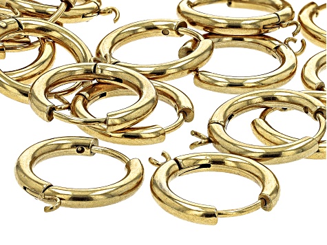 18k Gold Over Stainless Steel Round Huggie Lever Backs with Jump Ring appx 22 pcs total