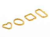 18k Gold over Stainless Steel Rope Textured Jump Rings in 4 Shapes ...