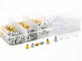 Brass and Silicone Earring Backs appx 540 pcs in total and Clear Plastic Organizer Container