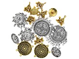Assorted Component Set in Antiqued Gold Tone and Antiqued Silver Tone 16 Pieces Total