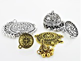 Assorted Component Set in Antiqued Gold Tone and Antiqued Silver Tone 16 Pieces Total