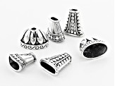 Assorted End Cap Component Set in Antiqued Silver Tone in 3 Designs 80 Pieces Total