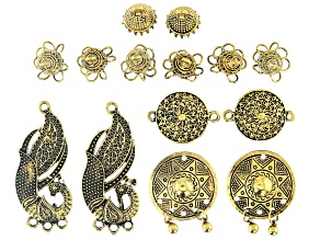 Old World Inspired Component Kit in Antiqued Gold Tone 14 Pieces Total