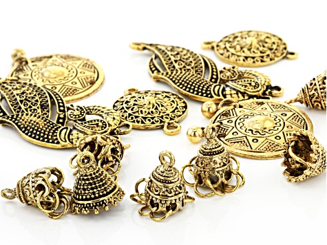 Old World Inspired Component Kit in Antiqued Gold Tone 14 Pieces Total