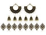 Old World Inspired Focal & Component Kit in Antiqued Gold Tone 16 Pieces Total