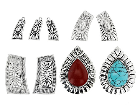 Southwestern Inspired Focal & Component Kit in Antiqued Silver Tone with Simulated Stones
