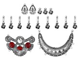 Designer Statement Focal & Component Kit in 5 Designs in Antiqued Silver Tone 17 Pieces Total