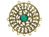 Filigree Component Kit in Antiqued Gold Tone with Emerald Color Accent Cabochon 29 Pieces Total