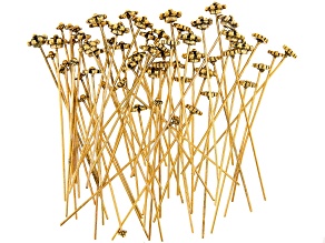 Fancy Head Pins in 4 Flower Designs in Antiqued Gold Tone 60 Pieces Total