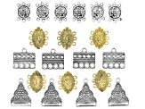 Turkish Inspired Bracelet Connectors in 4 Designs in Antiqued Silver and Gold Tones 20 Pieces Total