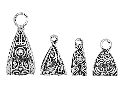 Indonesian Inspired Bail Kit in 4 Designs in Antiqued Silver Tone 33 Pieces Total