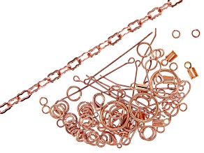 Vintaj Jewelry Findings Kit in 10k Rose Gold Over Brass Includes Chain, Clasps, Jump Rings and More
