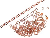Vintaj Jewelry Findings Kit in 10k Rose Gold Over Brass Includes Chain, Clasps, Jump Rings and More