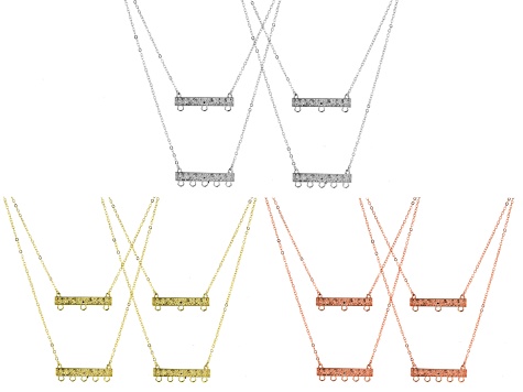 Layered Bar Necklace Component Kit in Silver, Gold, and Rose Gold Tones Appx 20" and 24"